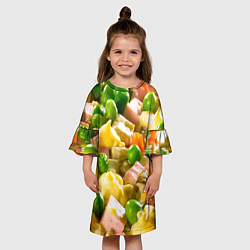 Платье клеш для девочки Весь в оливье, цвет: 3D-принт — фото 2