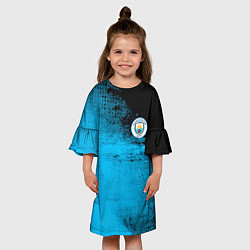 Платье клеш для девочки Manchester City голубая форма, цвет: 3D-принт — фото 2