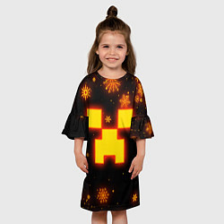 Платье клеш для девочки НОВОГОДНИЙ ОГНЕННЫЙ КРИПЕР CREEPER FIRE, цвет: 3D-принт — фото 2