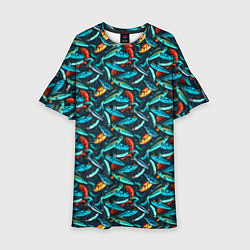 Платье клеш для девочки Рыболовные Воблеры, цвет: 3D-принт