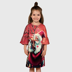 Платье клеш для девочки Santa and deer, цвет: 3D-принт — фото 2