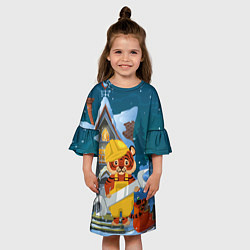 Платье клеш для девочки Тигр - ремонтник, цвет: 3D-принт — фото 2