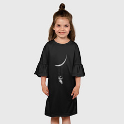 Платье клеш для девочки Лунные качели dark grey theme, цвет: 3D-принт — фото 2
