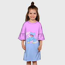 Платье клеш для девочки POPPY PLAYTIME - ХАГГИ ВАГГИ С ПОДУШКОЙ, цвет: 3D-принт — фото 2