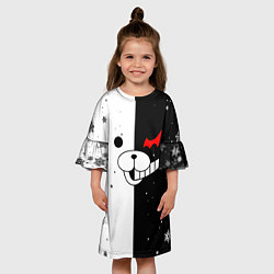 Платье клеш для девочки НОВОГОДНИЙ МОНОКУМА ЧЁРНО БЕЛЫЙ НОВЫЙ ГОД 2022, цвет: 3D-принт — фото 2
