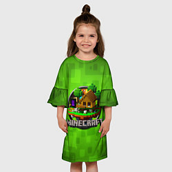 Платье клеш для девочки Minecraft Logo Green, цвет: 3D-принт — фото 2
