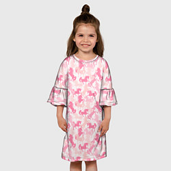 Платье клеш для девочки Розовые Единороги, цвет: 3D-принт — фото 2