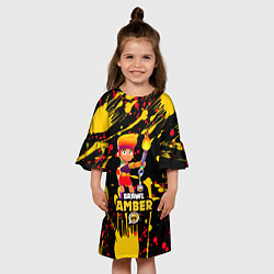 Платье клеш для девочки BRAWL STARS AMBER С ФАКЕЛОМ, цвет: 3D-принт — фото 2