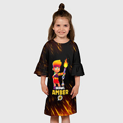 Платье клеш для девочки Brawl Stars - Amber, цвет: 3D-принт — фото 2