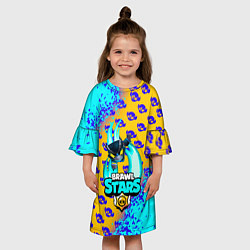 Платье клеш для девочки BRAWL STARS MECHA CROW летит, цвет: 3D-принт — фото 2