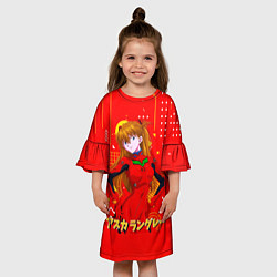 Платье клеш для девочки Аска Лэнгли Сорью Evangelion, цвет: 3D-принт — фото 2