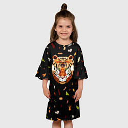 Платье клеш для девочки Кусочки Тигра, цвет: 3D-принт — фото 2
