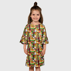 Платье клеш для девочки Быстрое Питание и Напитки, цвет: 3D-принт — фото 2