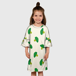 Платье клеш для девочки Брокколи паттерн, цвет: 3D-принт — фото 2
