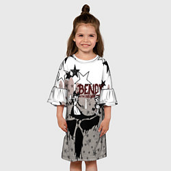 Платье клеш для девочки Бенди и чернильная машина звезды, цвет: 3D-принт — фото 2