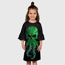 Платье клеш для девочки 3D морской житель, цвет: 3D-принт — фото 2