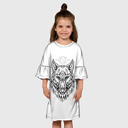 Платье клеш для девочки Волчий портрет, цвет: 3D-принт — фото 2
