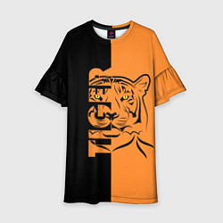 Платье клеш для девочки Тигр - Tiger, цвет: 3D-принт