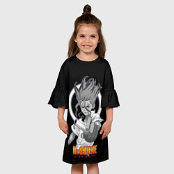 Платье клеш для девочки Сенку с колбой - Доктор Стоун, цвет: 3D-принт — фото 2