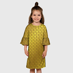 Платье клеш для девочки Биткоин золото, цвет: 3D-принт — фото 2