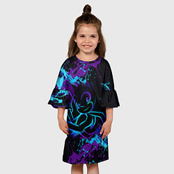 Платье клеш для девочки SONIC NEON СОНИК НЕОН, цвет: 3D-принт — фото 2