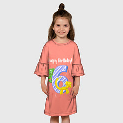 Платье клеш для девочки Шестой день рождения, цвет: 3D-принт — фото 2