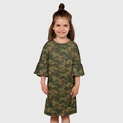 Платье клеш для девочки Камуфляж: хаки, цвет: 3D-принт — фото 2