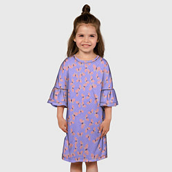 Платье клеш для девочки Бабочки паттерн лиловый, цвет: 3D-принт — фото 2