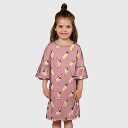 Платье клеш для девочки Мопсы паттерн, цвет: 3D-принт — фото 2