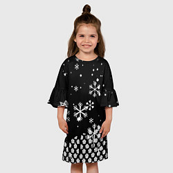 Платье клеш для девочки Чёрный клевер снежинки, цвет: 3D-принт — фото 2