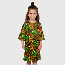 Платье клеш для девочки Русское Народное Искусство хохлома, цвет: 3D-принт — фото 2