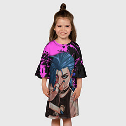 Платье клеш для девочки Arcane League Of Legends JINX ПАУДЕР, цвет: 3D-принт — фото 2