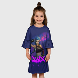 Платье клеш для девочки League Of Legends Arcane JINX BOOM, цвет: 3D-принт — фото 2
