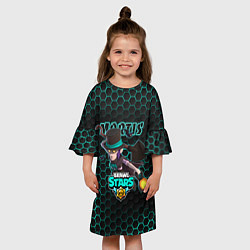 Платье клеш для девочки Мортис BRAWL STARS соты, цвет: 3D-принт — фото 2