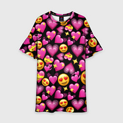 Платье клеш для девочки Эмодзи сердечки, цвет: 3D-принт