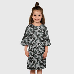 Платье клеш для девочки Серый Вязаный Камуфляж, цвет: 3D-принт — фото 2