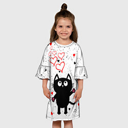 Платье клеш для девочки Влюблённый котик Cat Love, цвет: 3D-принт — фото 2