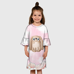 Платье клеш для девочки Большой забавный заяц, цвет: 3D-принт — фото 2
