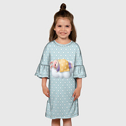 Платье клеш для девочки Спящий кролик, цвет: 3D-принт — фото 2