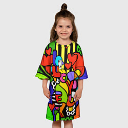 Платье клеш для девочки Romero Britto - love you, цвет: 3D-принт — фото 2