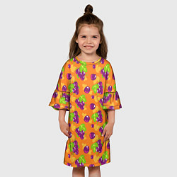 Платье клеш для девочки Виноград паттерн, цвет: 3D-принт — фото 2