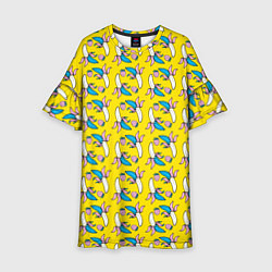 Платье клеш для девочки Летний узор Забавные бананчики, цвет: 3D-принт