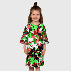Платье клеш для девочки Красно-зеленый камуфляж, цвет: 3D-принт — фото 2