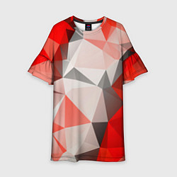Платье клеш для девочки Красно-серая геометрия, цвет: 3D-принт