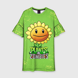 Платье клеш для девочки Подсолнух Plants vs Zombies, цвет: 3D-принт