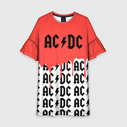 Платье клеш для девочки Ac dc rock, цвет: 3D-принт