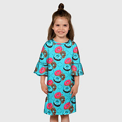 Платье клеш для девочки Яркие пончики, цвет: 3D-принт — фото 2