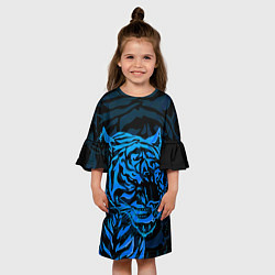 Платье клеш для девочки Голубой тигр Blue, цвет: 3D-принт — фото 2