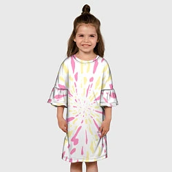Платье клеш для девочки Розовый с желтым принт тай-дай, цвет: 3D-принт — фото 2