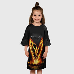 Платье клеш для девочки Викинги Огонь, цвет: 3D-принт — фото 2